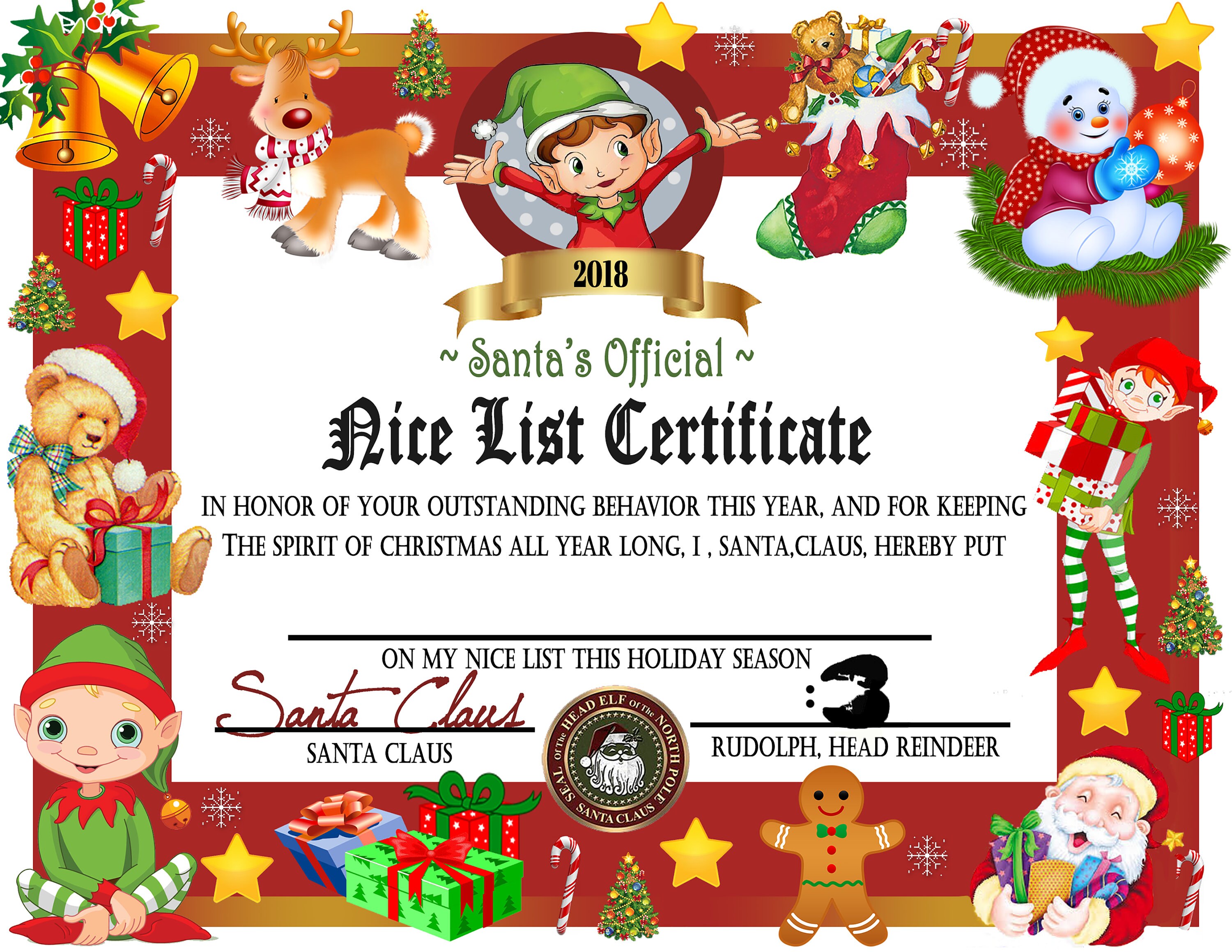 Printable Nice List Certificate Instant Download Nice List Etsy