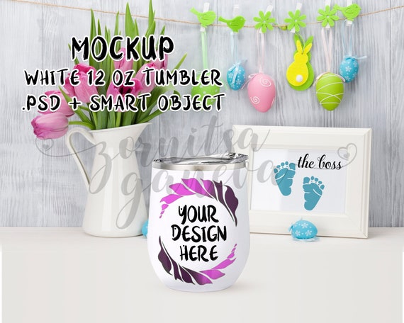 Download White 12 Oz Wine Tumbler Mockup Digital File