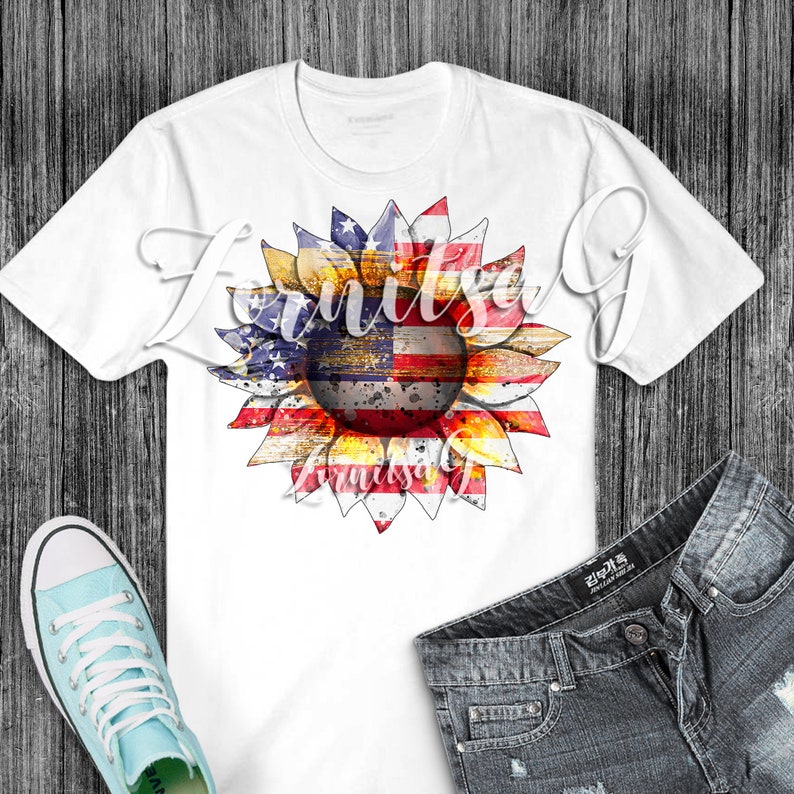Download Sunflower Patriotic America Sublimation PNG Design USA | Etsy