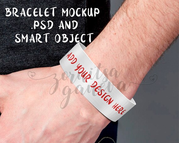 Download Mockup Of Cuff Bracelet And Man S Hand Psd Sublimation Etsy