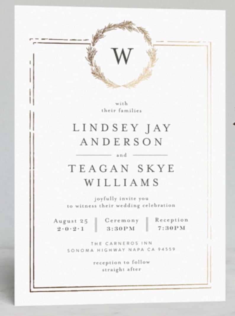 Modern Calligraphy Wedding Invite Simple /& Traditional Wedding card RSVP Card Semi-Custom Wedding Invitation