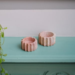 Kenyan Soapstone Tea Light Candle Holder &#39;Star&#39; Pink