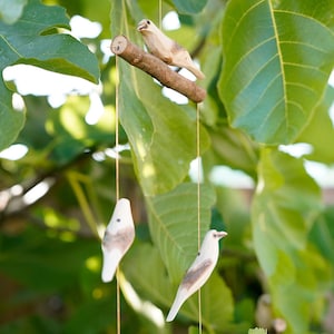 Wood Hanging Birds Mobile &#39;Natural&#39;