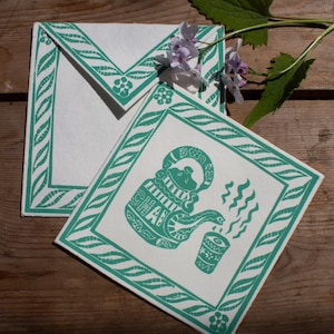 Carte de voeux imprimée à la main Chai Pot