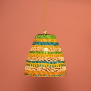 Ghanaian Handwoven Cone Lightshade 'Tropical Salad'