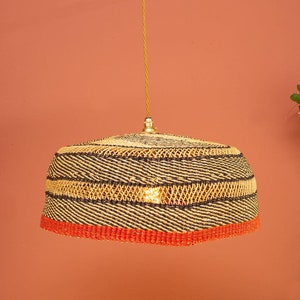 Ghanaian Handwoven Lightshade 'Burnt Orange Band'