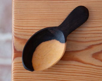 Cuchara de café con forma de lágrima de madera de ébano africano