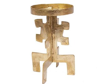 Ghanaian Ashanti Brass Big Pillar Candle Holder 'Excellence'