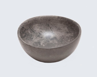 Kenyan Soapstone Hand Carved Small Bowl 'Smokey Grey'