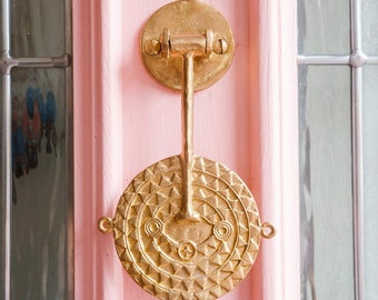 Ghanaian Ashanti Brass Door Knocker 'Sun Mask'