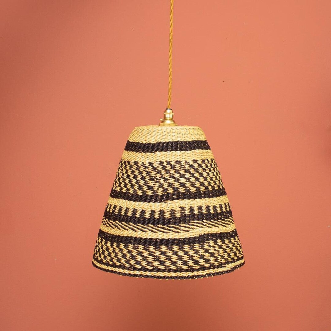 Ghanaian Handwoven Bell Lightshade 'black and Natural' - Etsy UK