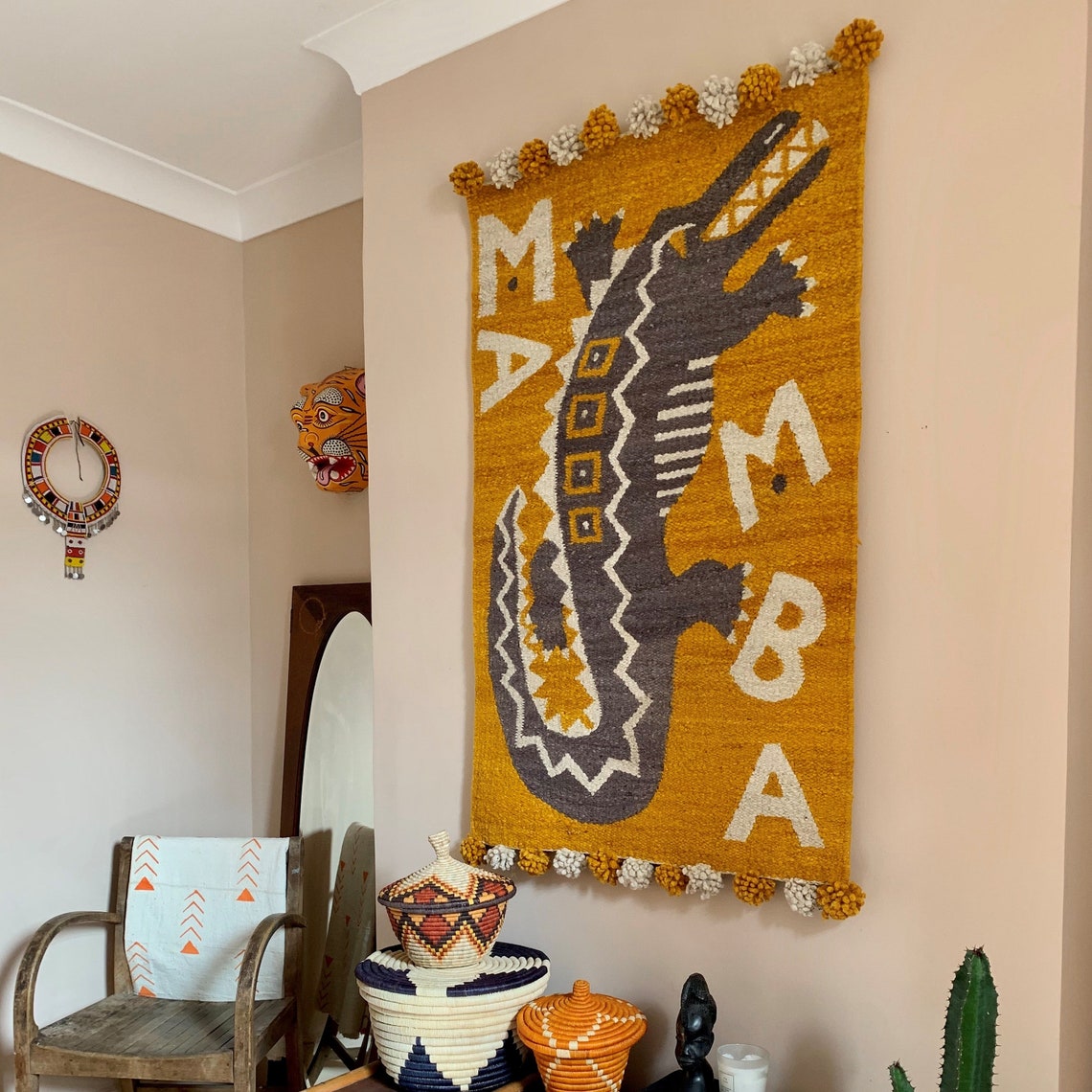 Woven Kenyan Wall Hanging/rug 'mamba Crocodile' Etsy