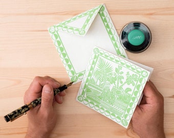 Botanical Baskets Hand Printed Greetings Card