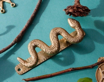 Ghanaian Ashanti Brass Door Handle Pair 'Dancing Snake'
