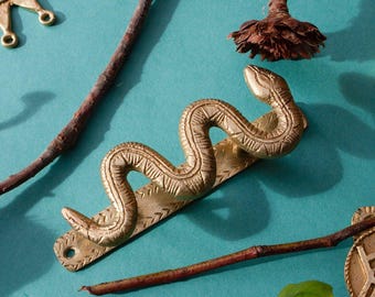 Par de manijas de puerta de latón Ashanti de Ghana 'Dancing Snake'