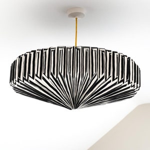 Origami Paper Lightshade Saucer 'Black Hand Drawn Stripes'