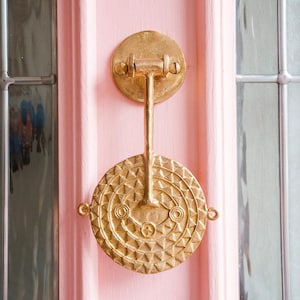 Ghanaian Ashanti Brass Door Knocker &#39;Sun Mask&#39;