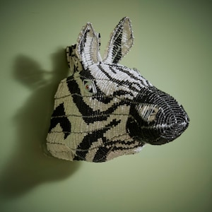 Zimbabwean Beaded Wall Head Decoration &#39;Zebra&#39;