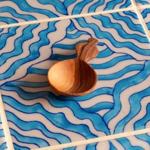 Olive Wood Small Spoon with Decorative Handle