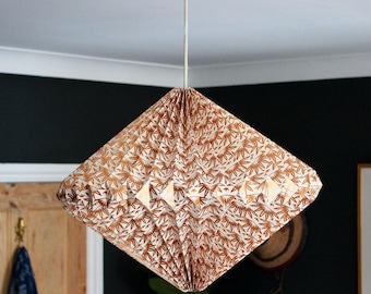 Indian Hand-folded Paper Diamond Lightshade 'Bronze Palms'