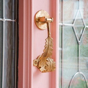 Ghanaian Ashanti Brass Door Knocker &#39;Feather&#39;