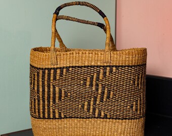 Ghanaian Large Shopping Bolga Basket With Handles 'Zabzugu'
