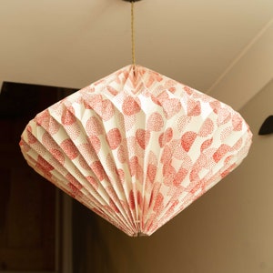 Indian Hand-folded Paper Diamond Light Shade 'Red Dots'