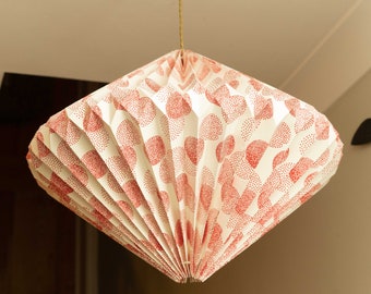 Indian Hand-folded Paper Diamond Light Shade 'Red Dots'
