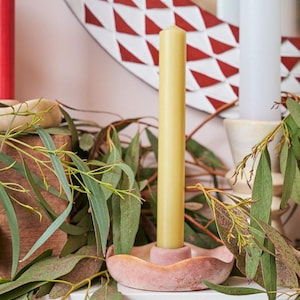 &quot;Kenianischer Speckstein Kerzenhalter &quot;&quot;Marmord Pink&quot;&quot;&quot;