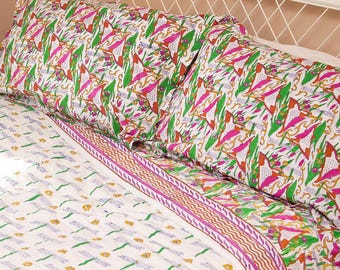 Indian Block Printed Pillow Case 'Kingfisher'
