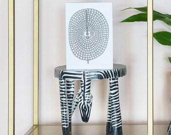 Wooden Zebra Hand Carved & Painted Stool/Pot Stand 'Small'