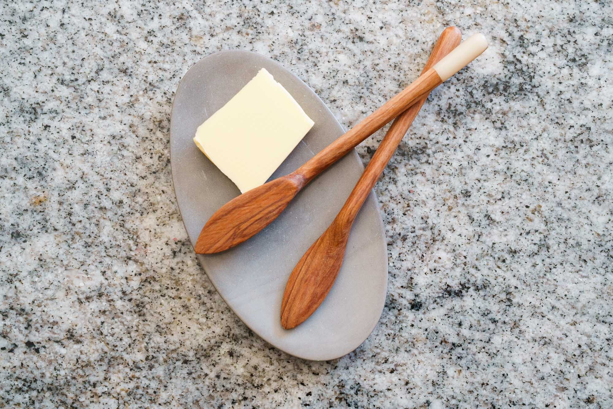 Hand Carved Wild Olive Wood Butter Knife with Bone Handle Etsy