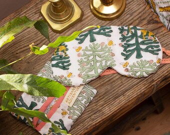Indian Block Printed Cotton Eye Mask 'Monkey Puzzle'