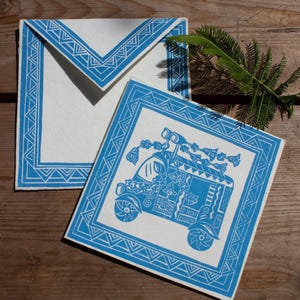 Carte de voeux imprimée à la main Tuk Tuk