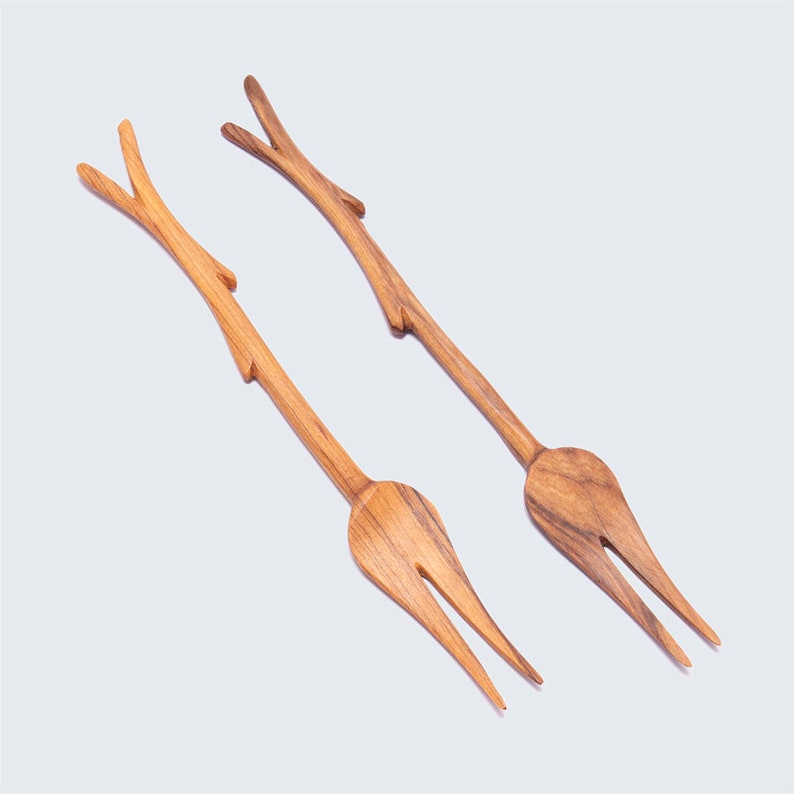Hand Carved Kenyan Olive Wood Pickle Fork Etsy