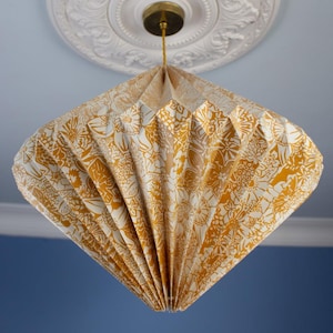 Indian Hand-folded Paper Diamond Lightshade &#39;Yellow Spring Blooms&#39;
