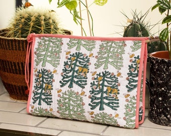 Indian Block Printed Large Pouch 'Monkey Puzzle'