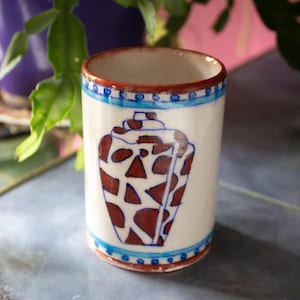 Hand Painted Indian Toothbrush Holder 'Conch'