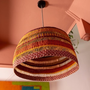 Ghanese handgeweven open geweven lampenkap 'Tamale Purple'