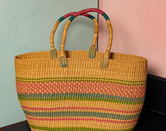 Ghanaian Large Shopping Bolga Basket With Handles 'Aburi'