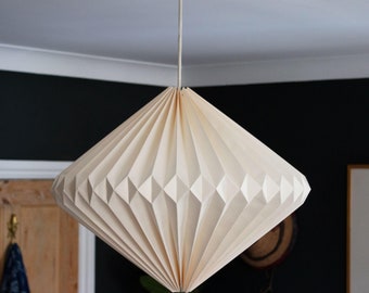 Indian Hand-folded Paper Diamond Light Shade 'Natural Calico'