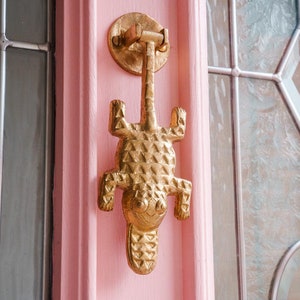 Ghanaian Ashanti Brass Door Knocker &#39;Crocodile&#39;