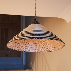 Rwandan Handwoven Cone Light Shade 'Large Classic Stripes'