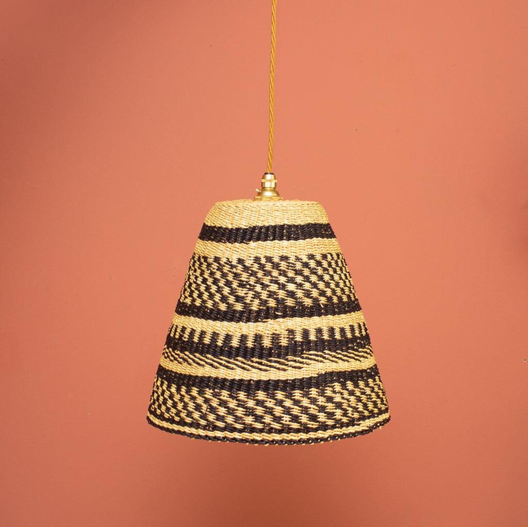 Ghanaian Handwoven Bell Lightshade 'black and Natural' Etsy UK