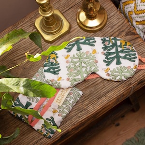 Indian Block Printed Cotton Eye Mask 'Monkey Puzzle'