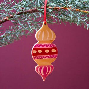 Kenyan Soapstone Christmas Tree Decoration &#39;Vintage Baubles - Gladys&#39;