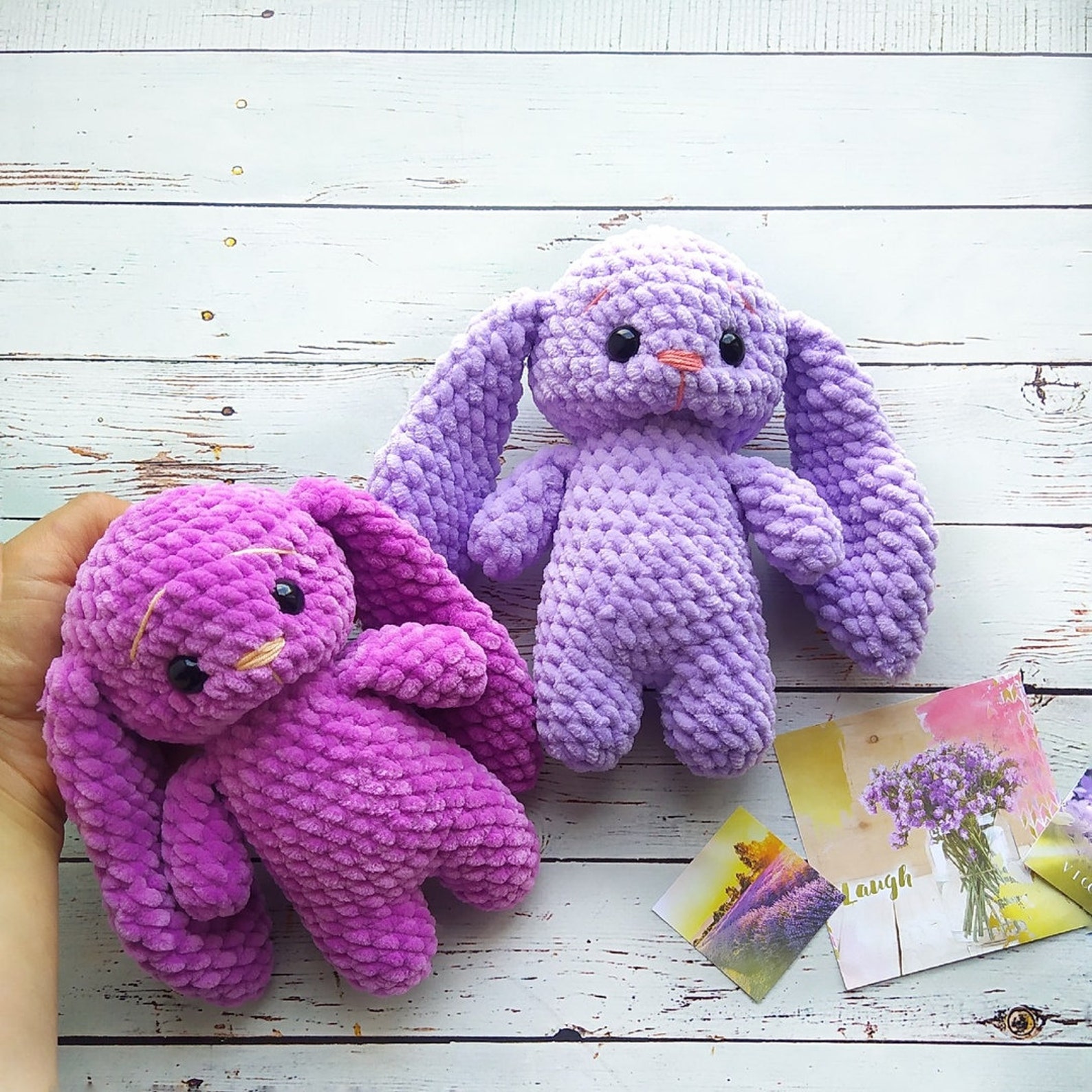 Plush purple bunny with long ears Stuffed bunny doll Etsy