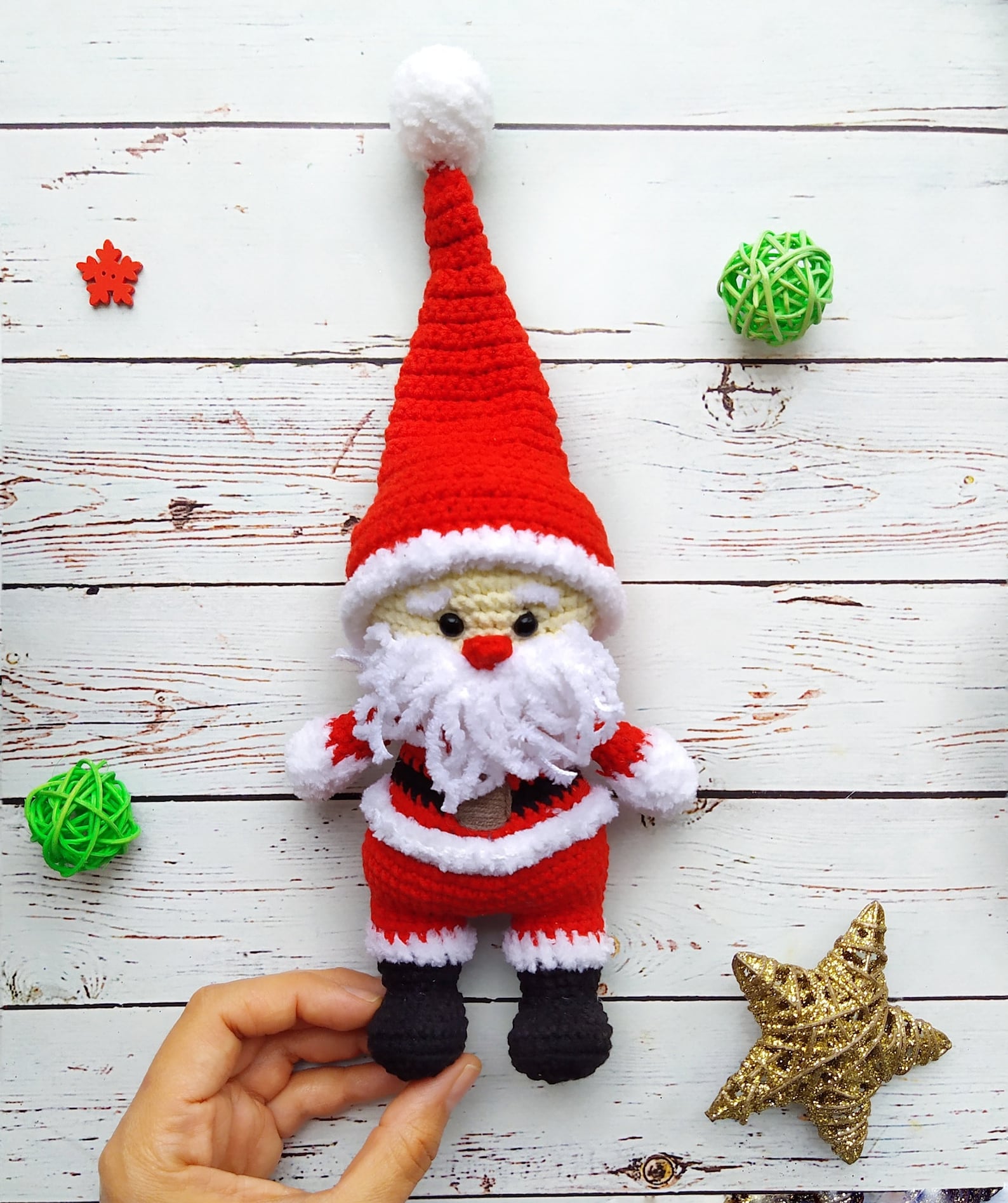 Cute crochet miniature Santa Claus doll idea for Christmas and Etsy