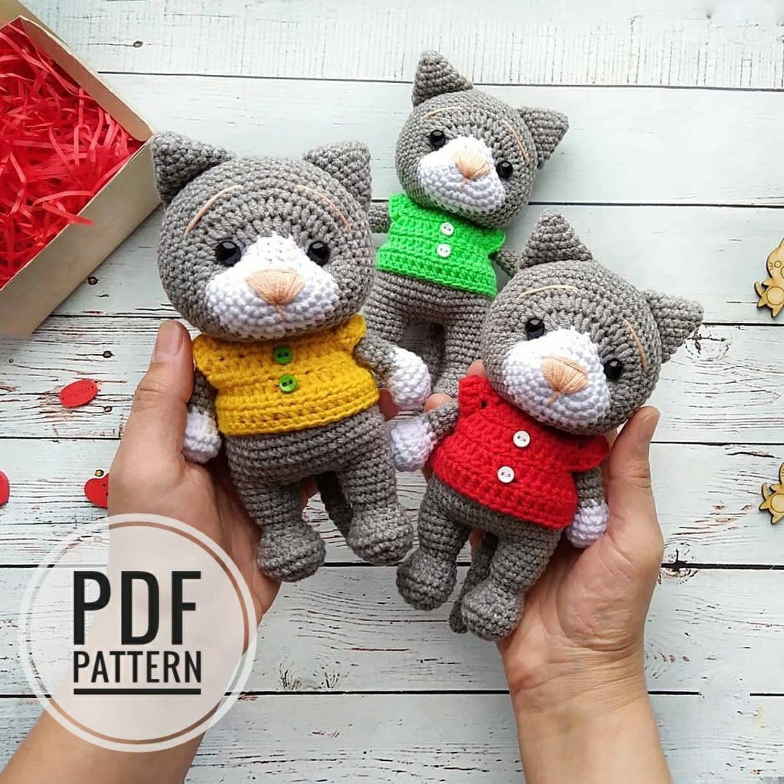 PATTERN crochet Cat in sweater Amigurumi Cat pattern PDF How Etsy