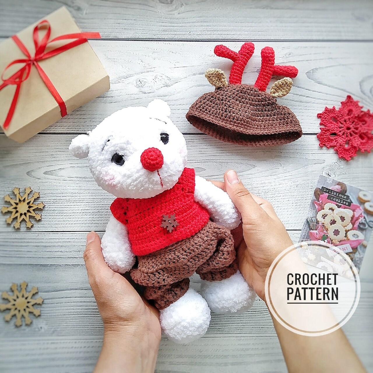 Crochet Pattern Teddy Bear in the Costume of a Deer Christmas | Etsy